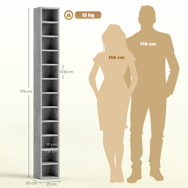 204 CD Tall Narrow Media Storage Tower - Cement Grey
