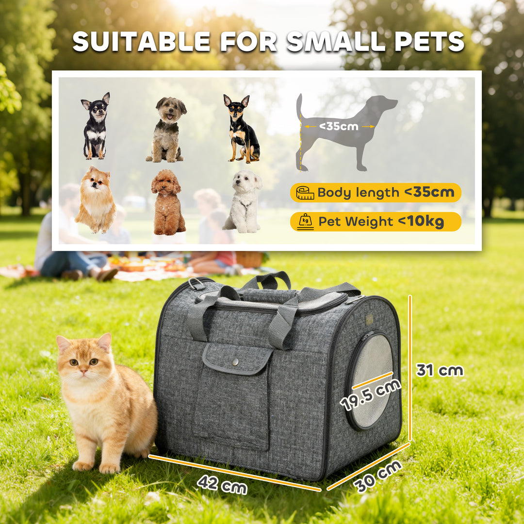 MCL Soft Sided Cat Carrier Bag, Portable Foldable Pet Carrier with Shoulder Strap & Removable Mat for Small Pet Up to 10kg