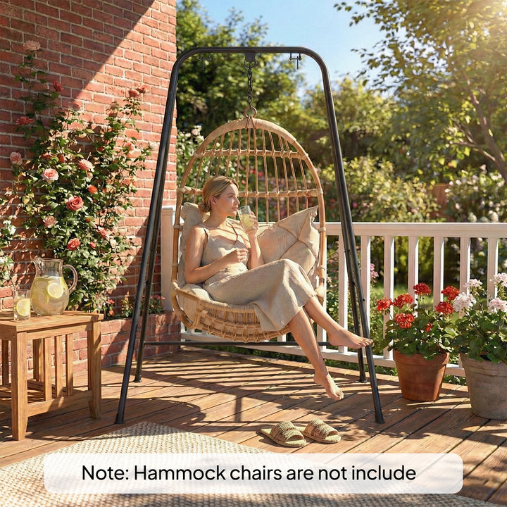 Hammock Chair Stand Only, 150KG Load Capacity, for Indoor Outdoor, Bla