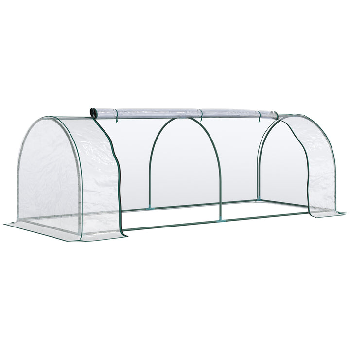 Outsunny Transparent Tunnel Greenhouse: Outdoor Grow House with Steel Frame & PVC Cover, 250x100x80cm | Aosom UK