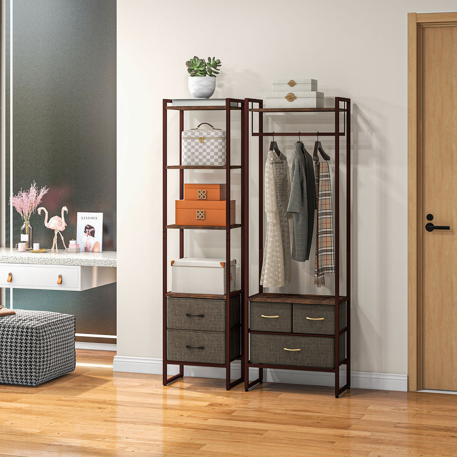 Four-Tier Industrial Display Shelf, with Bottom Drawers