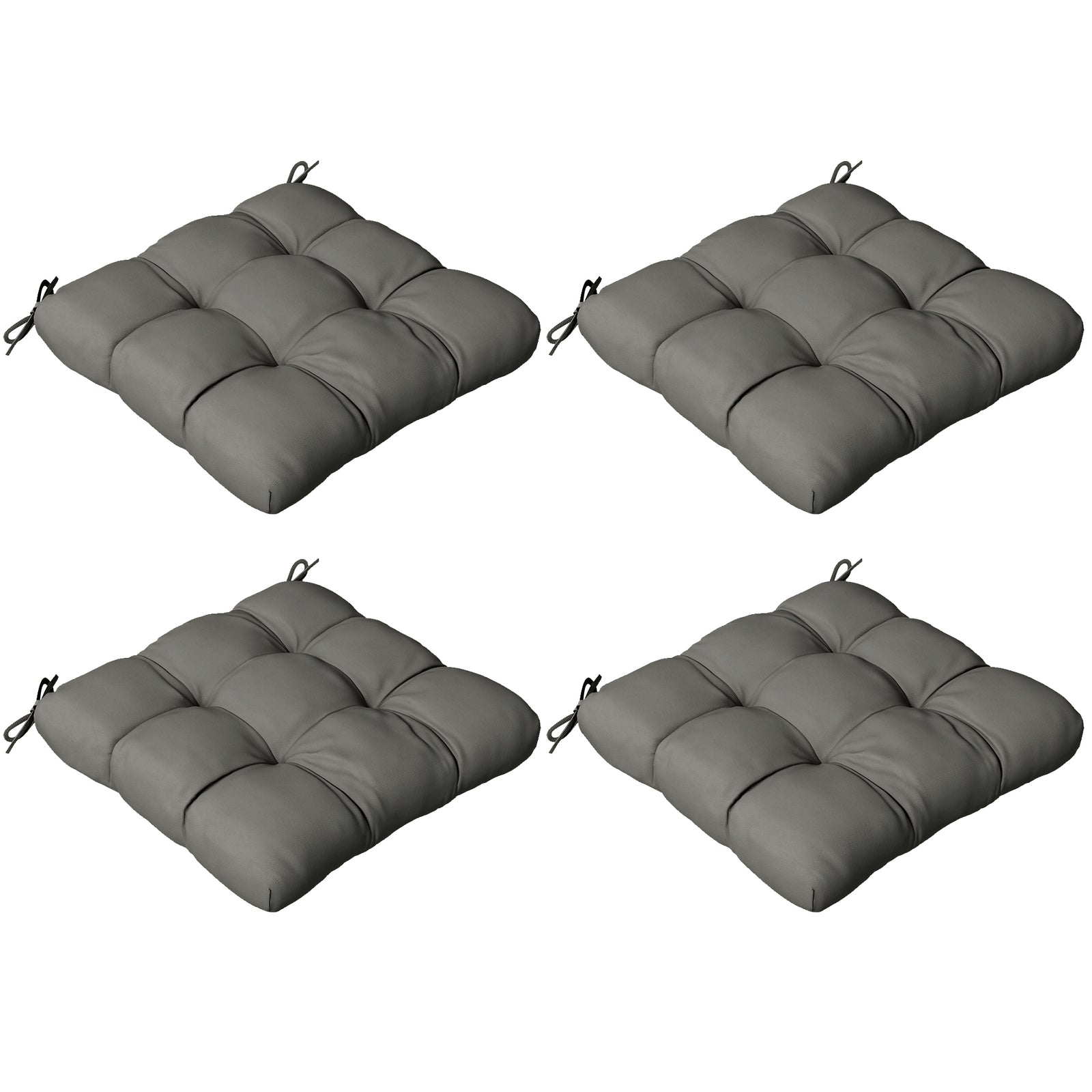 4-Piece Seat Cushion Pillows Replacement, Patio Chair Cushions Set with Ties for Indoor Outdoor, Charcoal Grey