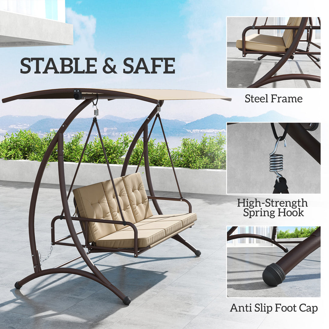 Convertible Three-Seater Swing Bed - Khaki
