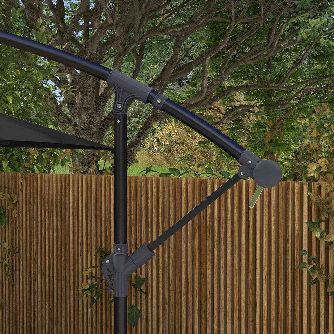 3m Cantilever Overhanging Parasol, with Cross Base - Black
