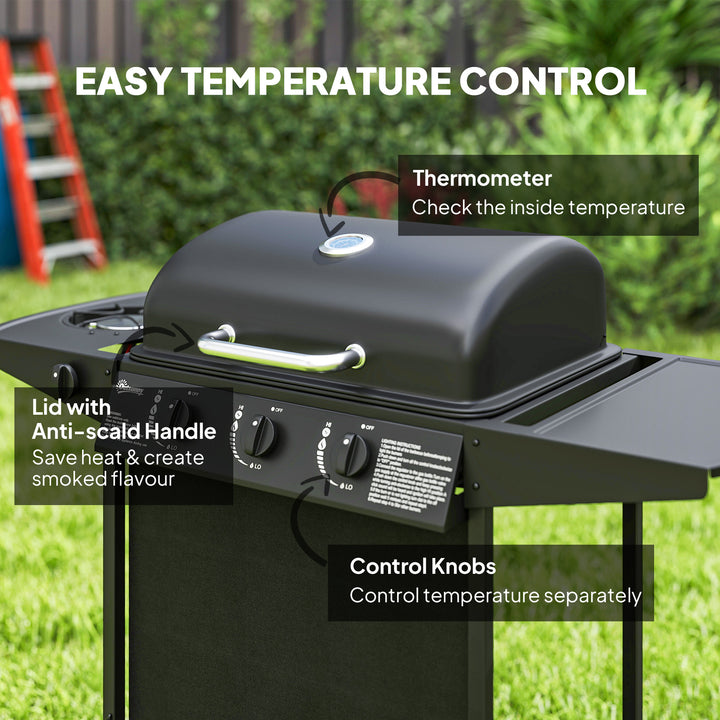 Four Burner Gas Grill BBQ - Black