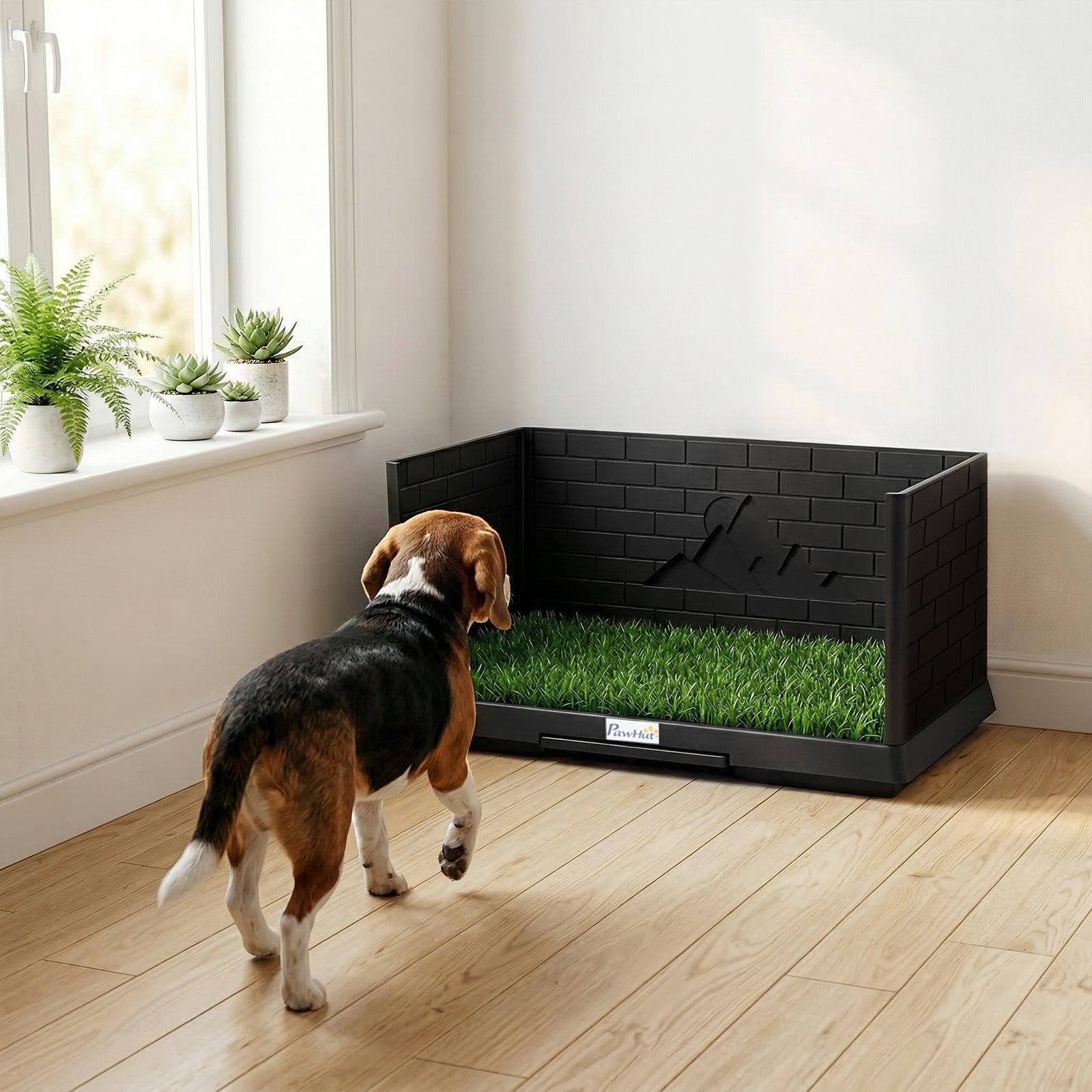 Dog Toilet Tray, Indoor Outdoor Dog Potty with High Walls, Grass Turf,