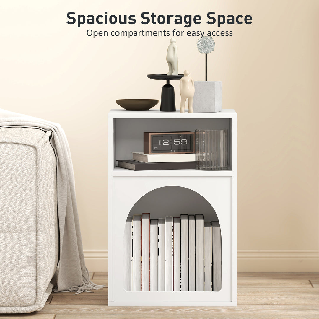 Bedside Table with 2 Open Compartments - White
