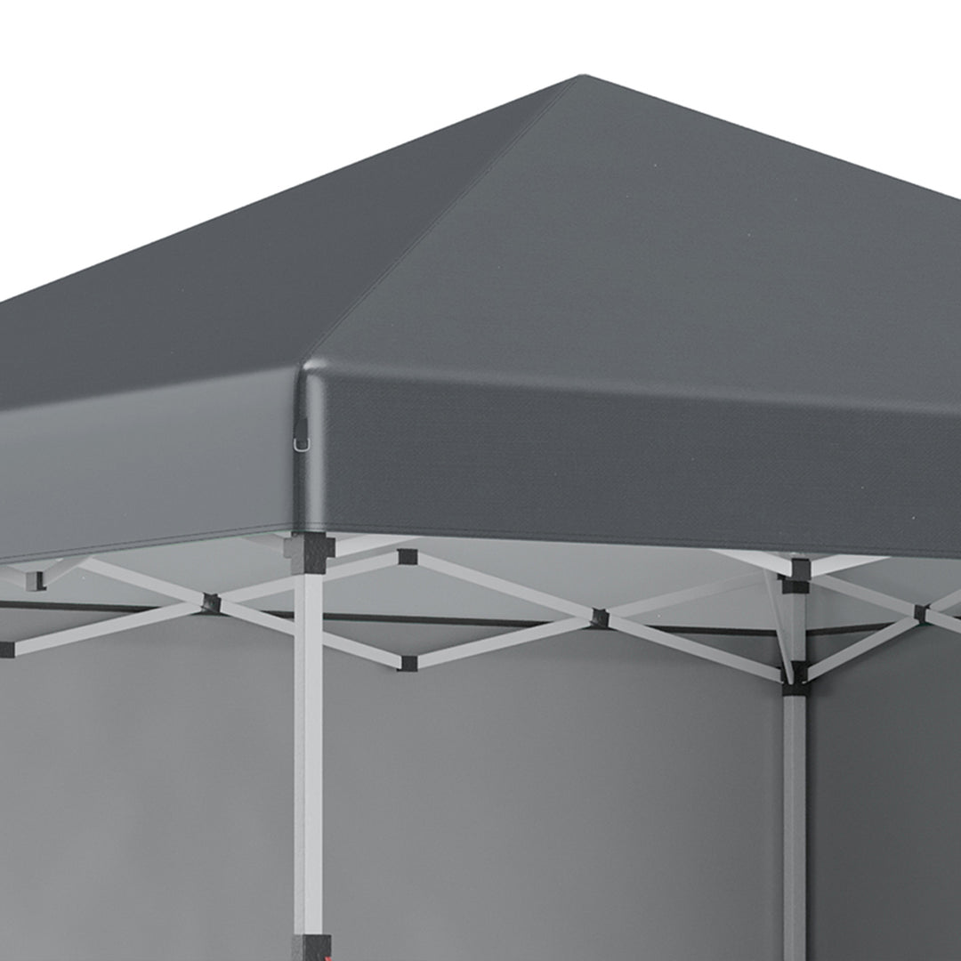 Outsunny 3 x 3 (M) Pop Up Gazebo with 2 Sidewalls, Leg Weight Bags and Carry Bag, Height Adjustable Party Tent Event Shelter for Garden, Dark Grey