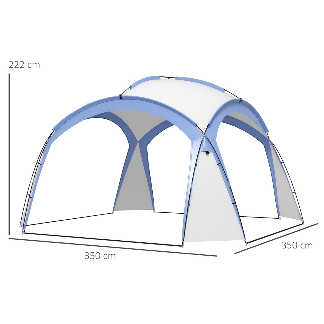 3.5 x 3.5M Camping Gazebo, Outdoor Event Shelter Dome Tent Garden Sun Shelter Patio Spire Arc Pavilion Camp Sun Shade Tent for 6-8 Person, Light Blue