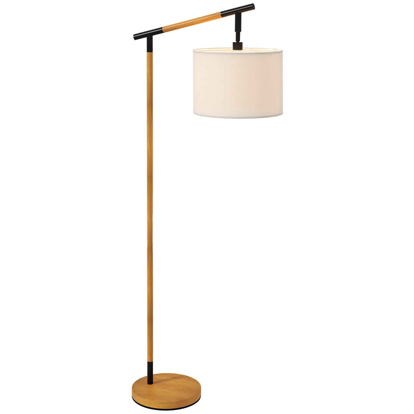 Metal Frame Floor Lamp with 350 Degree Rotating Lampshade, for Living Room and Bedroom, LED Bulb Included, Brown