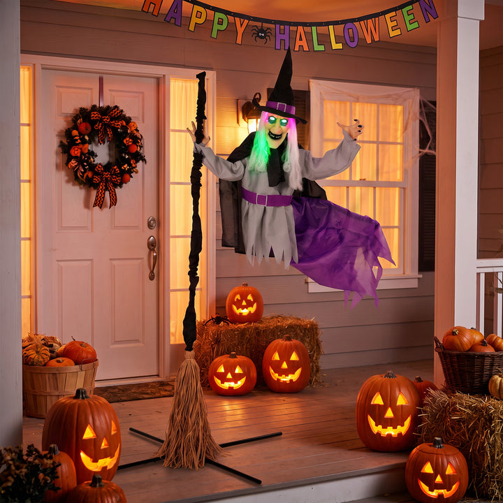 200cm Life Size Animated Flying Witch Halloween Decorations Outdoor In