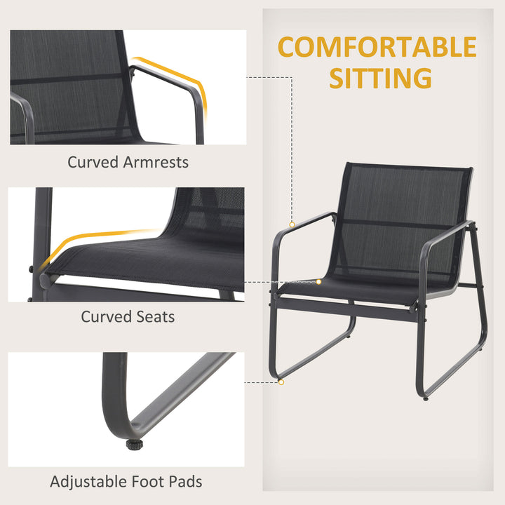 Four-Piece Minimalistic Garden Sofa Set - Black