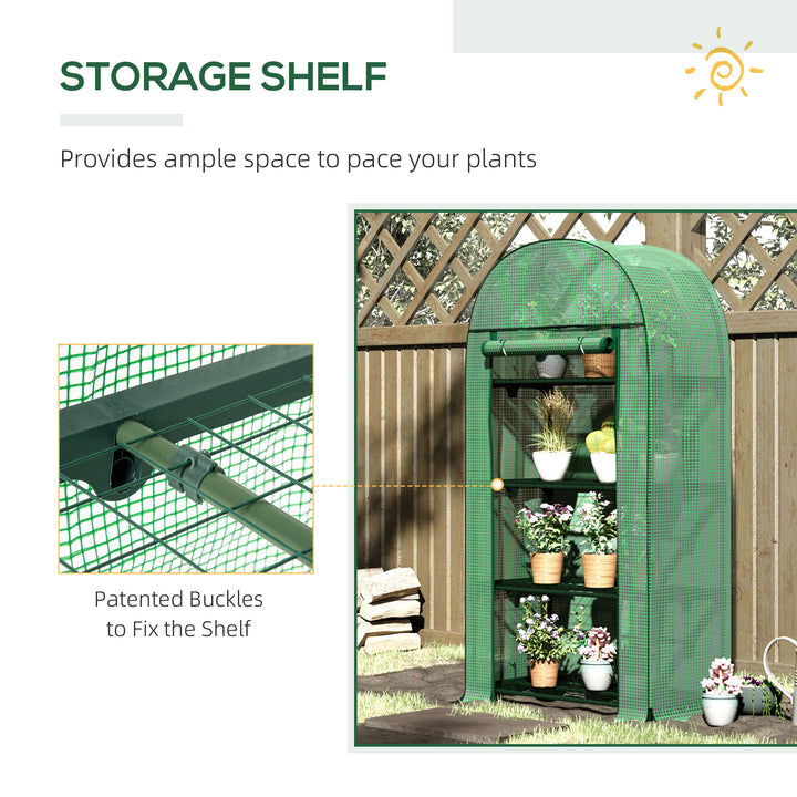 Outsunny Compact Mini Greenhouse Outdoor with Storage Shelf and Roll