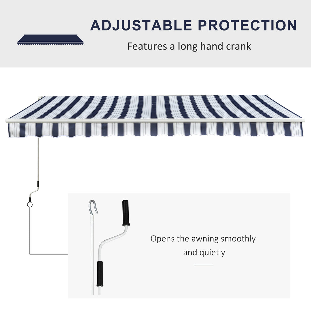 Manual Retractable Awning, 3x2.5 m-Blue/White Stripes