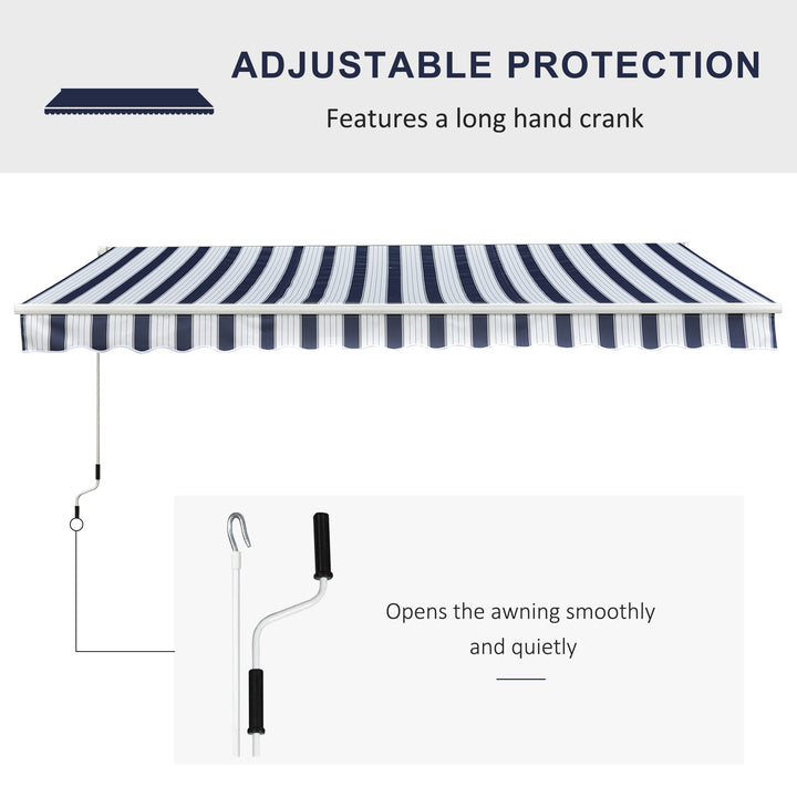Manual Retractable Awning, 3x2.5 m-Blue/White Stripes