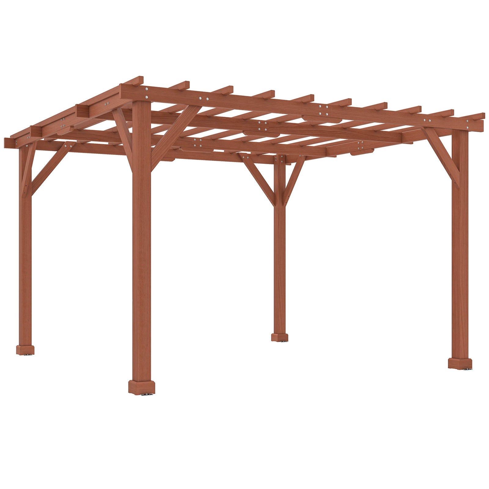 3.3 x 3.3 m Wooden Pergola Kit, Graden Pergola Gazebo Grape Trellis with Stable Structure for Climbing Vines, Flowers