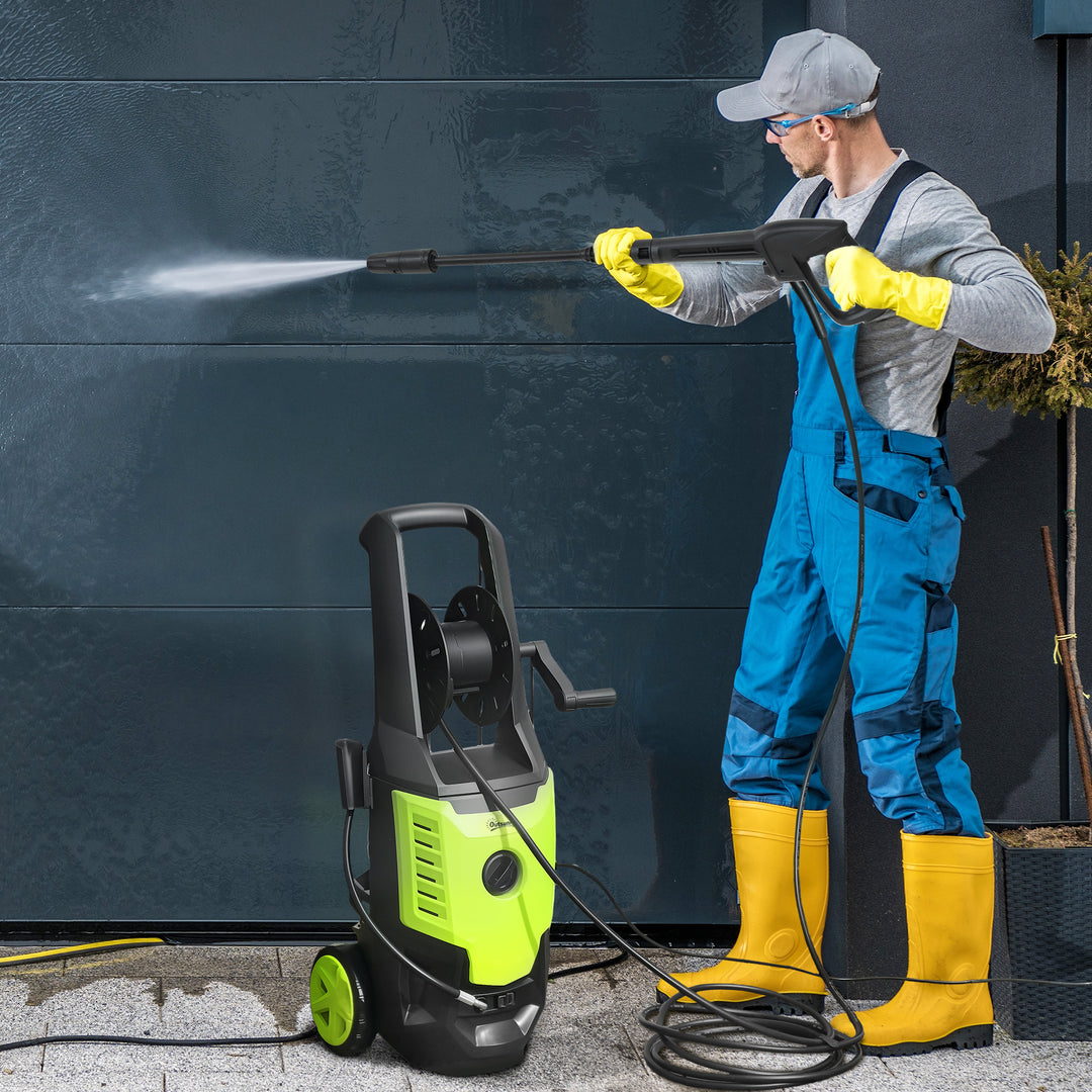 2200W High Pressure Washer, 170 Bar Pressure, 420 L/h Flow, Portable Electric Power Washer Jet Wash Cleaner with Adjustable Nozzle 6M Hose and Hose Reel for Home Patio Car Driveway