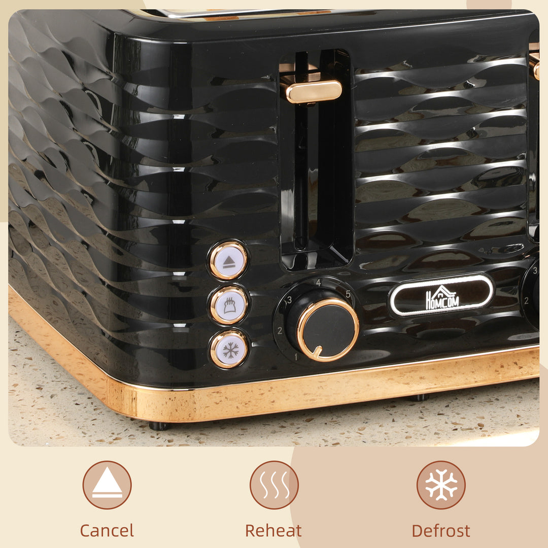 Four-Slice Rippled Toaster - Black