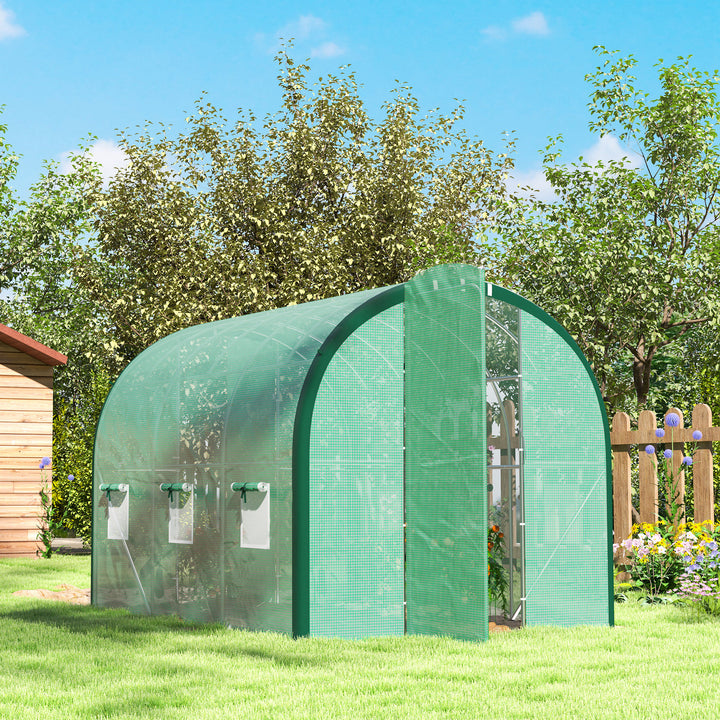 3 x 2(m) Polytunnel Greenhouse, with Windows and Doors - Green