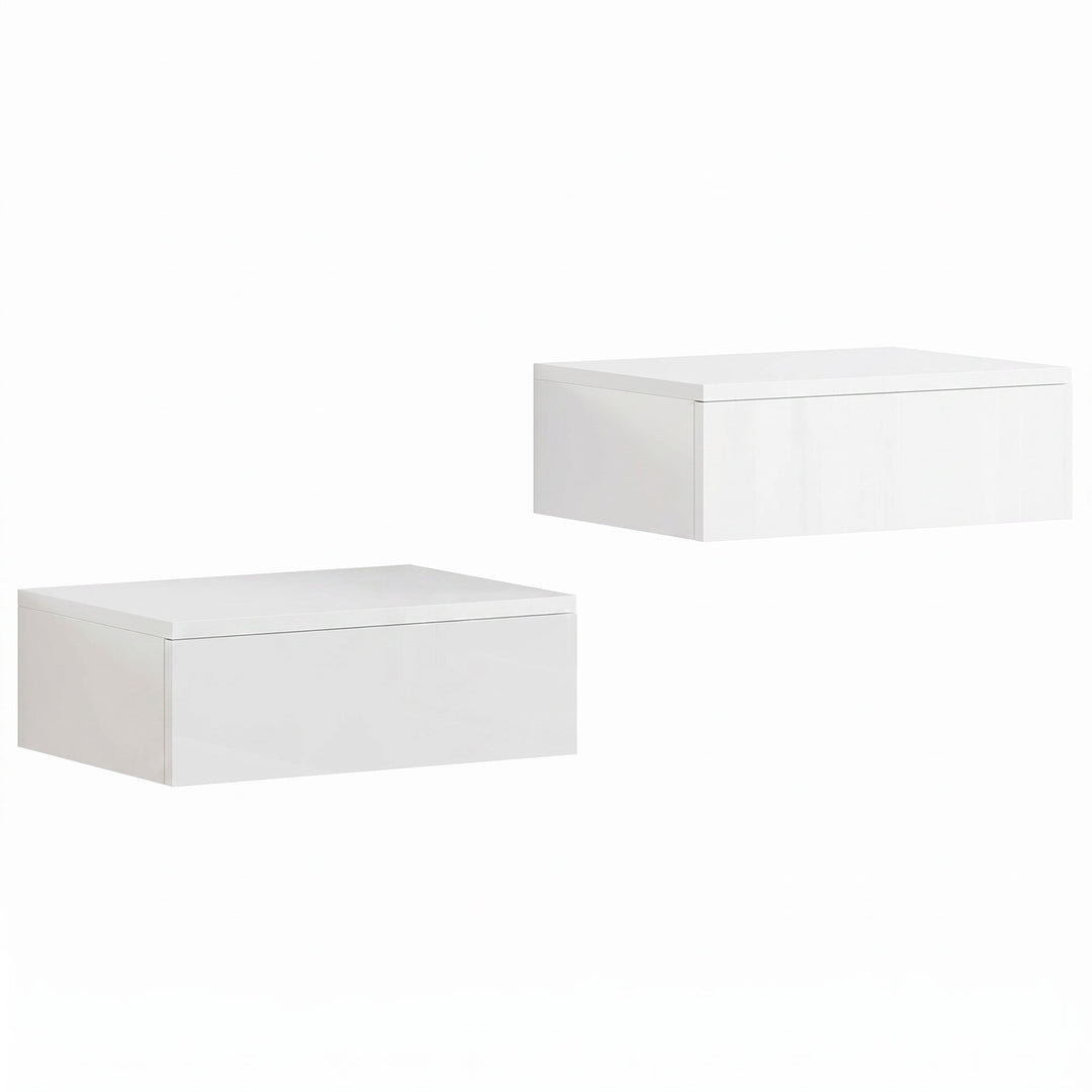 Floating Bedside Table Set of 2, Wall-Mounted Nightstand with High Glo
