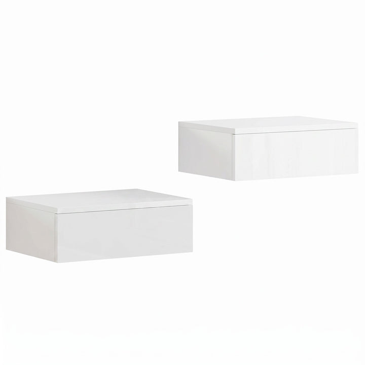 Floating Bedside Table Set of 2, Wall-Mounted Nightstand with High Glo