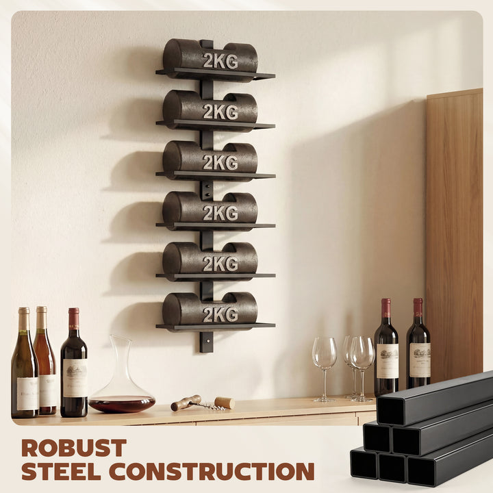 Wall Mounted Wine Rack, 6 Tier Metal Wine Display Rack, Storage Holder
