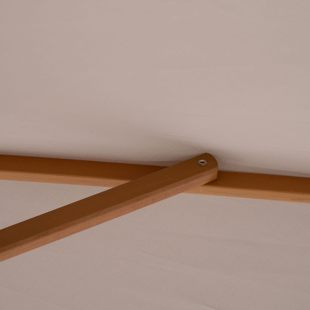 MCL 2 x 3m Wooden Garden Parasol Umbrella Outdoor Sun Shade Canopy, Table Market Umbrella with Vent, 38 mm Pole, Rope Pulley Mechanism, Light Grey