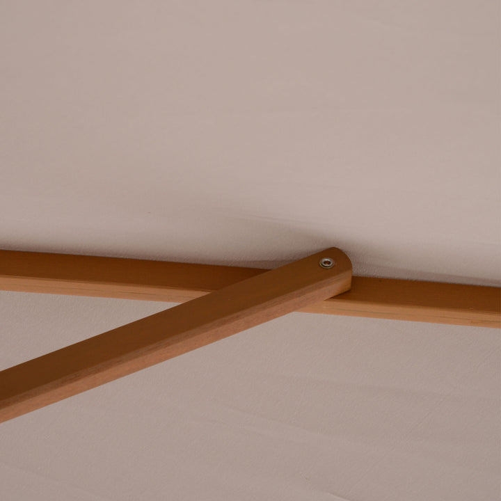 MCL 2 x 3m Wooden Garden Parasol Umbrella Outdoor Sun Shade Canopy, Table Market Umbrella with Vent, 38 mm Pole, Rope Pulley Mechanism, Light Grey