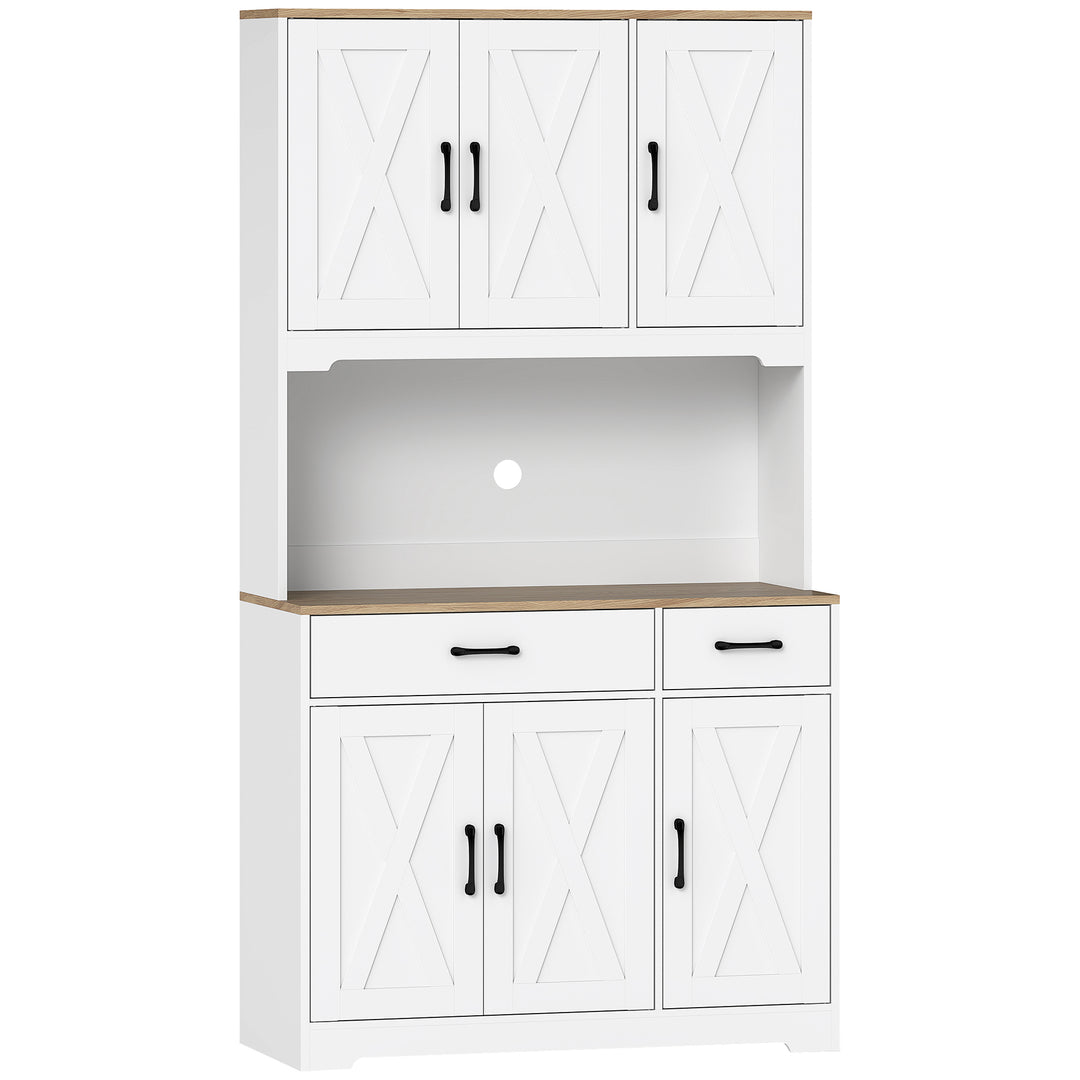 175 cm Tall Kitchen Pantry Cabinet with Microwave Stand, Freestanding