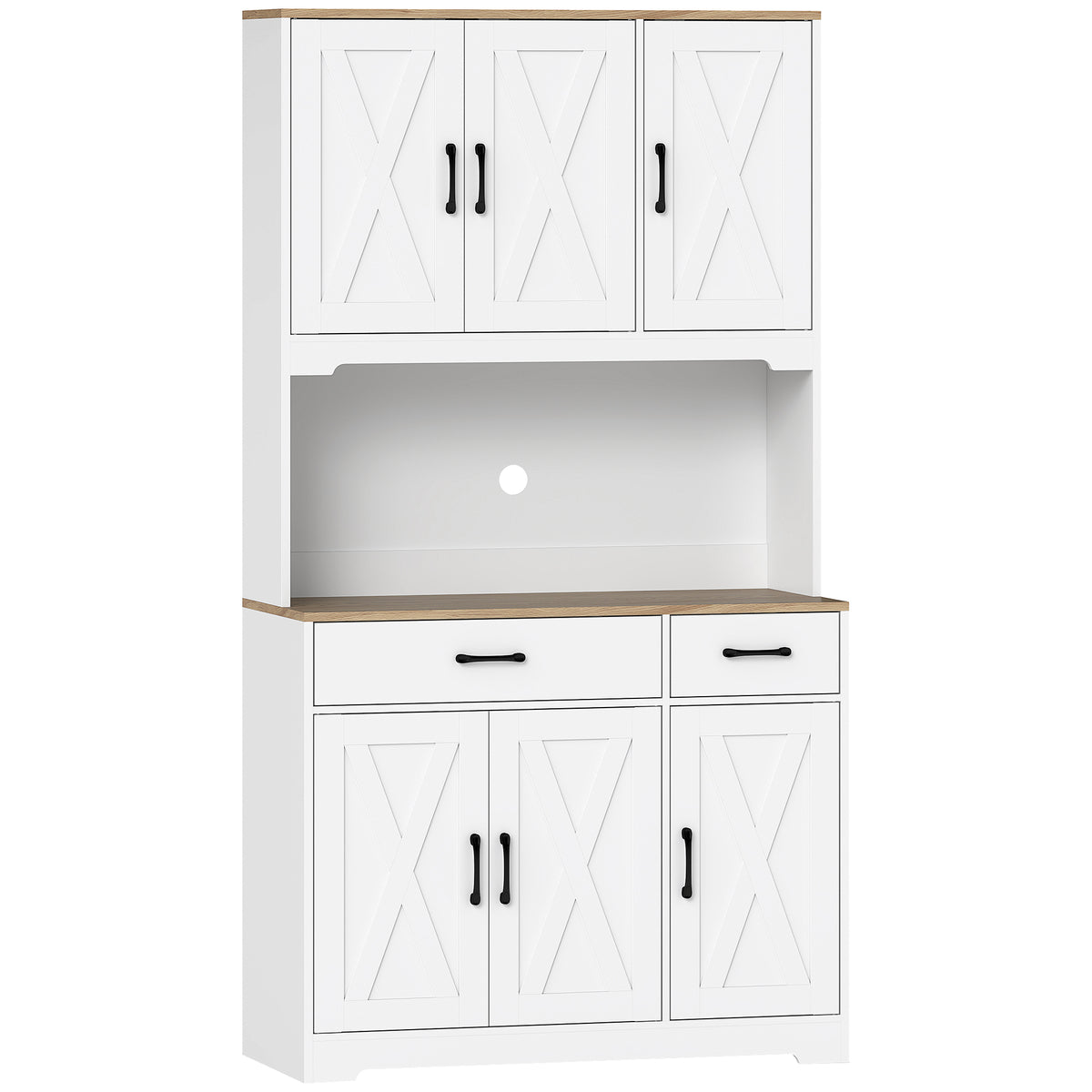 175 cm Tall Kitchen Pantry Cabinet with Microwave Stand, Freestanding