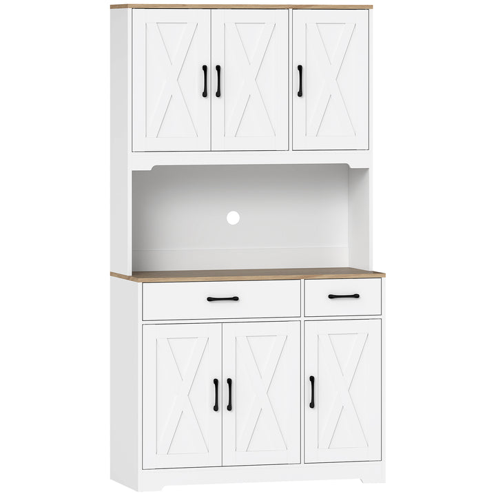 175 cm Tall Kitchen Pantry Cabinet with Microwave Stand, Freestanding