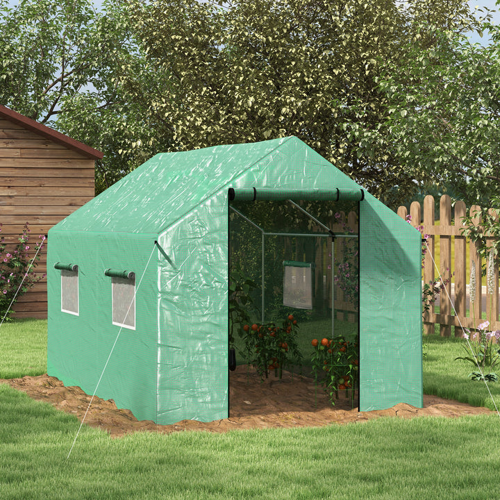 Outsunny Polyethylene Walk-in Polytunnel Greenhouse, 2 x 3(m), Green | Aosom UK