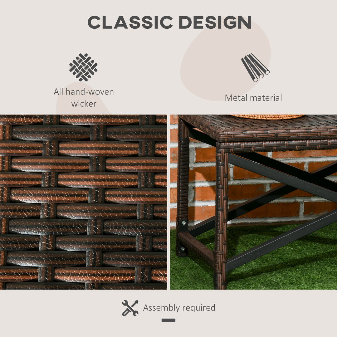PE Rattan Garden Side Table, Outdoor Coffee Table with X-Shape Frame, 