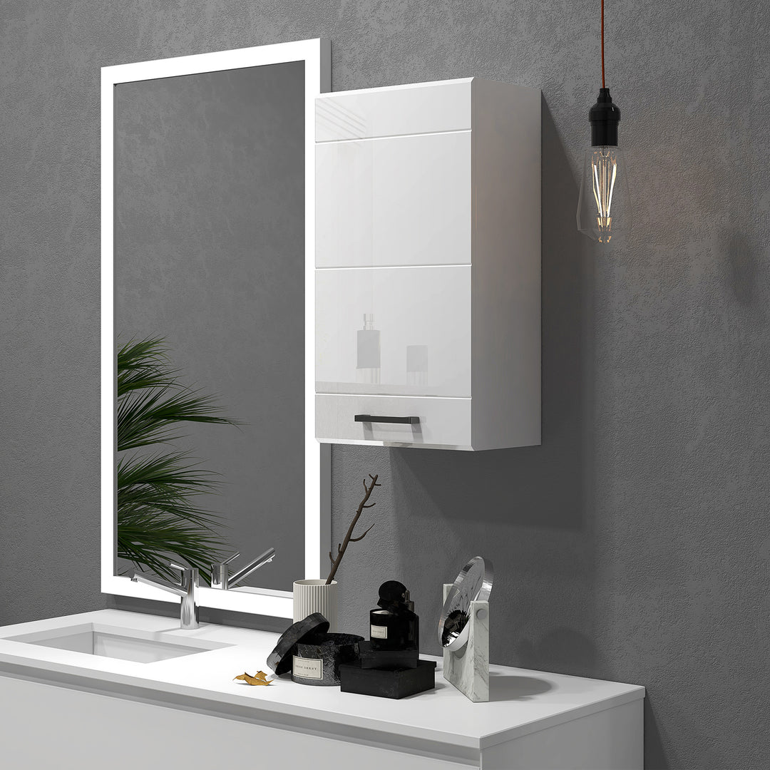 Bathroom Wall Cabinet, High Gloss Bathroom Storage Cabinet with Soft-C