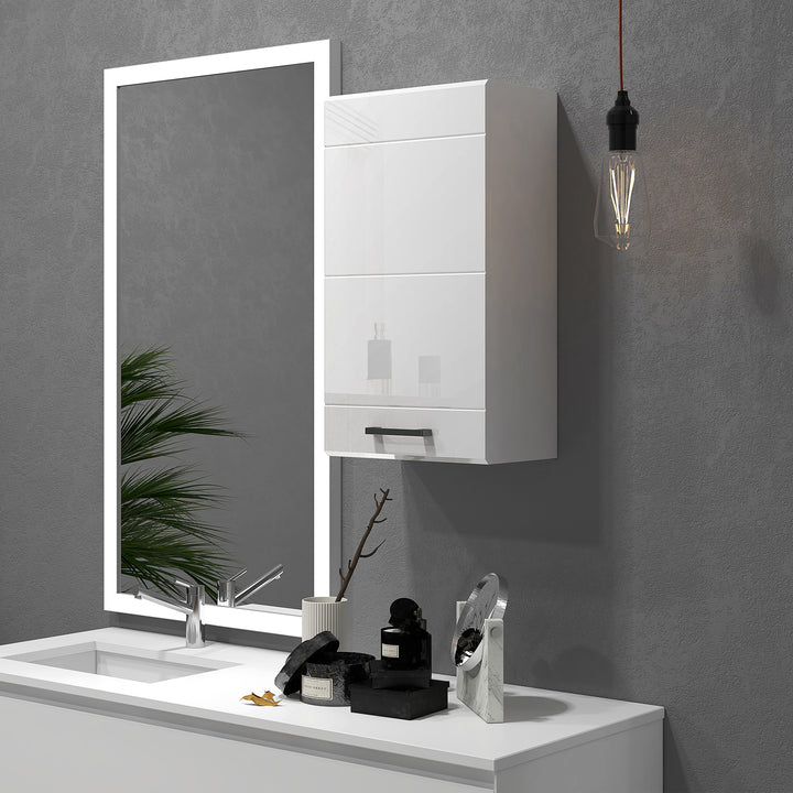 Bathroom Wall Cabinet, High Gloss Bathroom Storage Cabinet with Soft-C