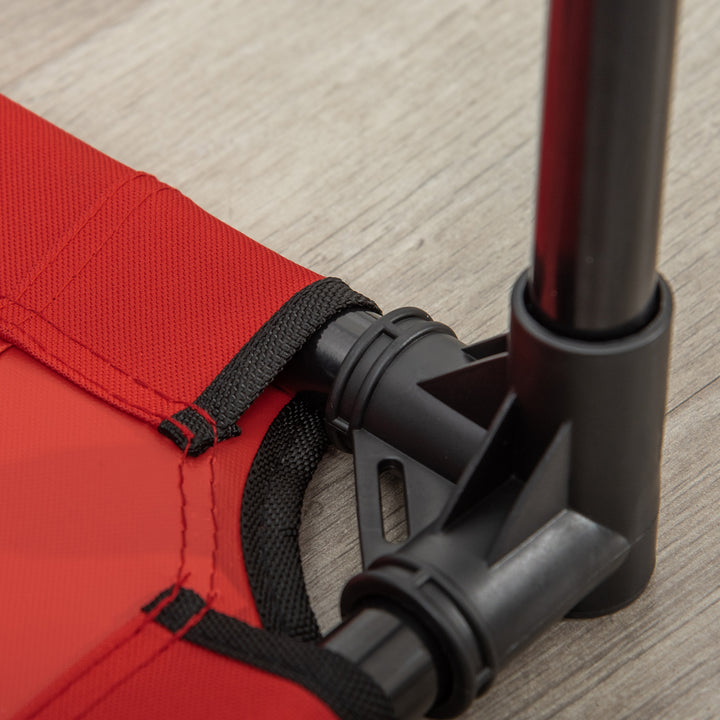 MCL Raised Dog Bed Cat Elevated Lifted Portable Camping w/ Metal Frame Black and Red (Medium)