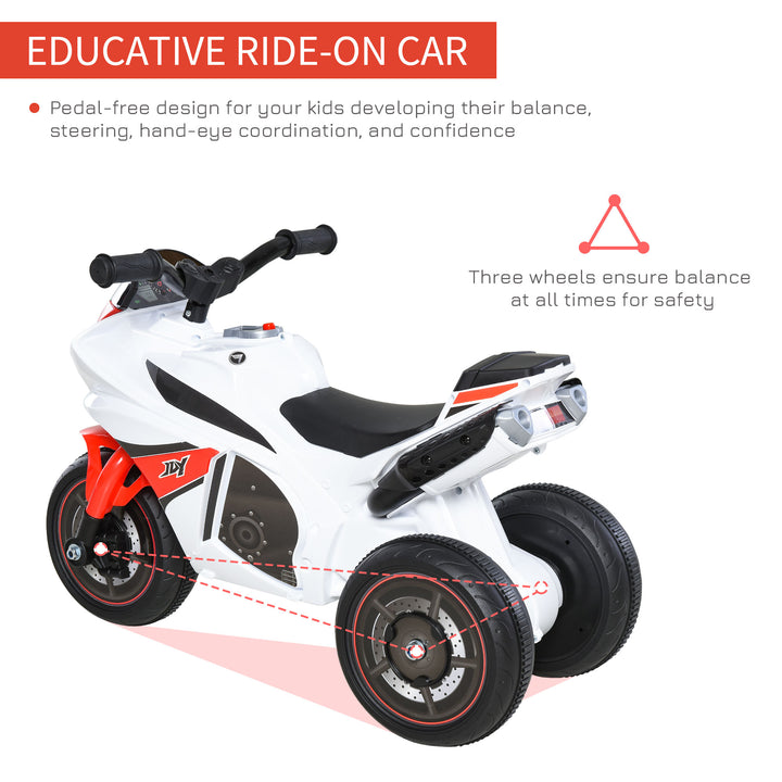 Kids Ride-On Police Bike 3-Wheel Vehicle w/ Music Lights Safe Seat Handlebars Toddler NO POWER Child Learning Fun Development 18-36 Months White