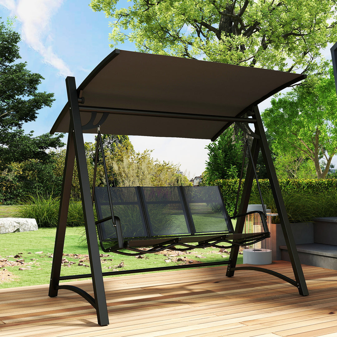 3 Seater Swing Chair, Garden Swing Bench with Adjustable Tilting Canop