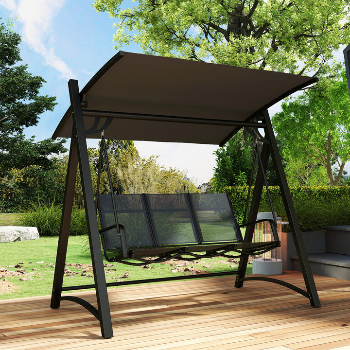 3 Seater Swing Chair, Garden Swing Bench with Adjustable Tilting Canop