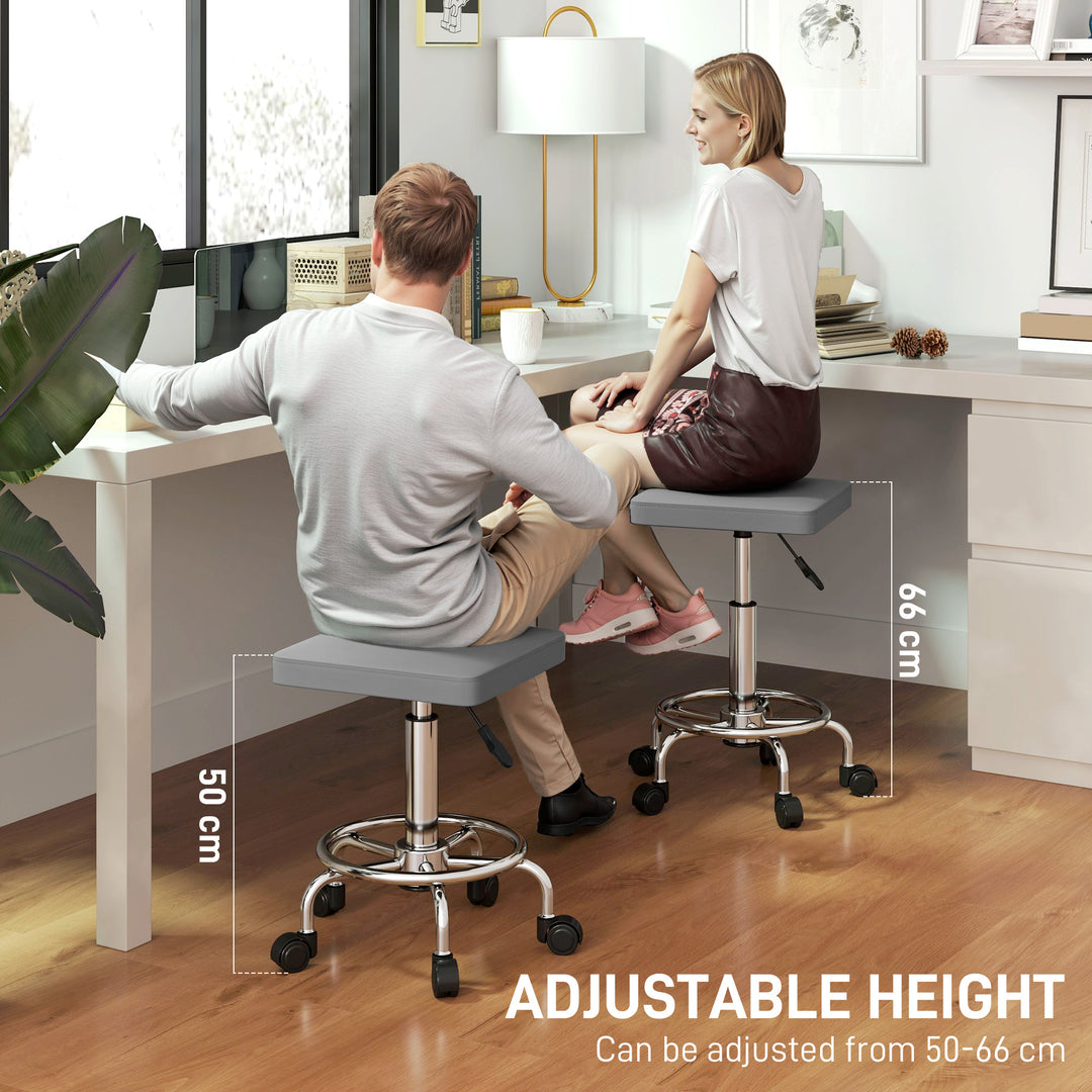 Faux Leather Padded Salon Stool - Grey