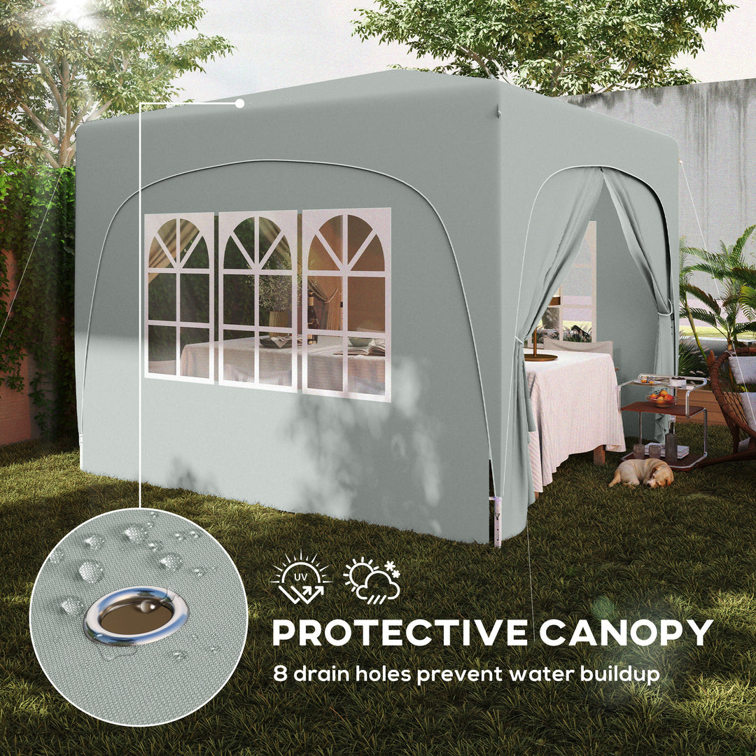 3 x 3m Pop-Up Gazebo Shelter, with Accessories - Light Grey