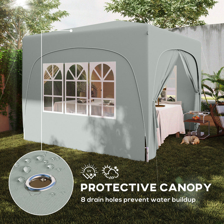 3 x 3m Pop-Up Gazebo Shelter, with Accessories - Light Grey