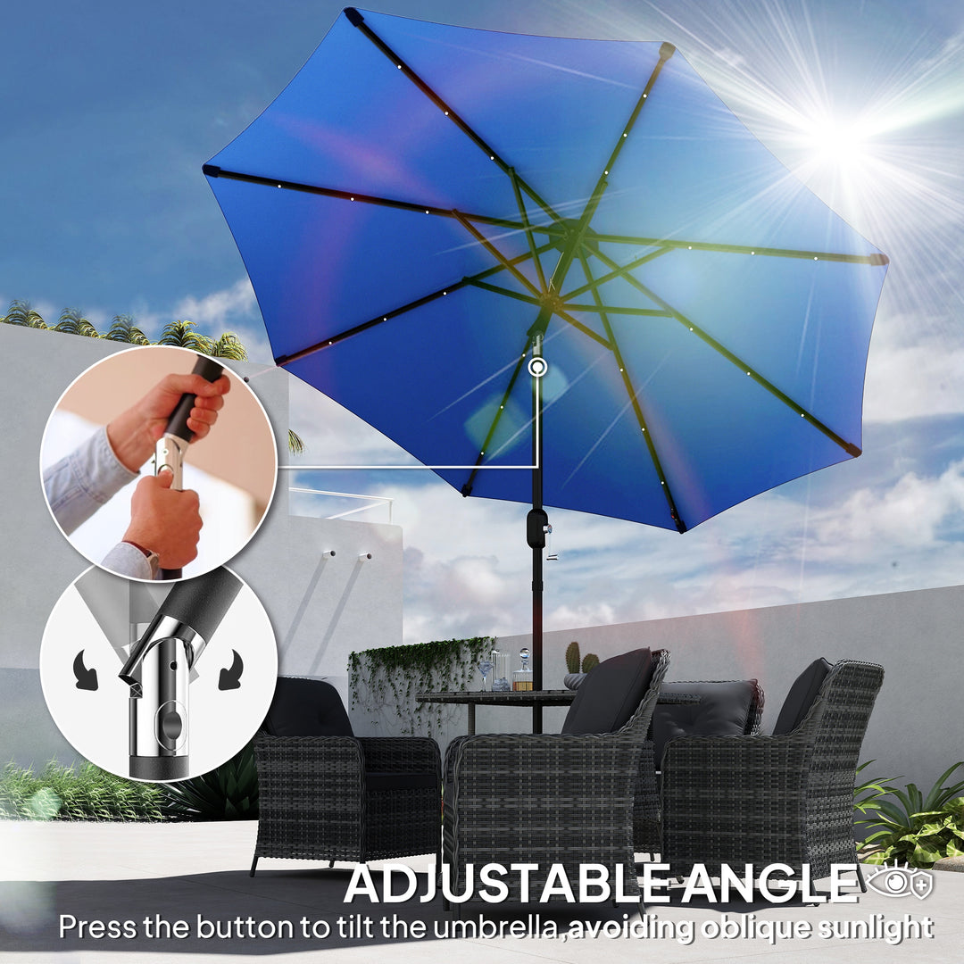 2.7m LED Light Parasol Umbrella - Blue