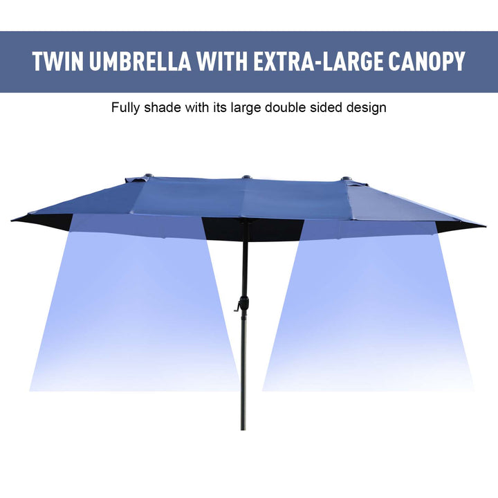 Outsunny Waterproof 4.6m Garden Parasol Double-Sided Sun Umbrella Patio Market Shelter Canopy Shade Outdoor Blue - NO BASE | Aosom UK