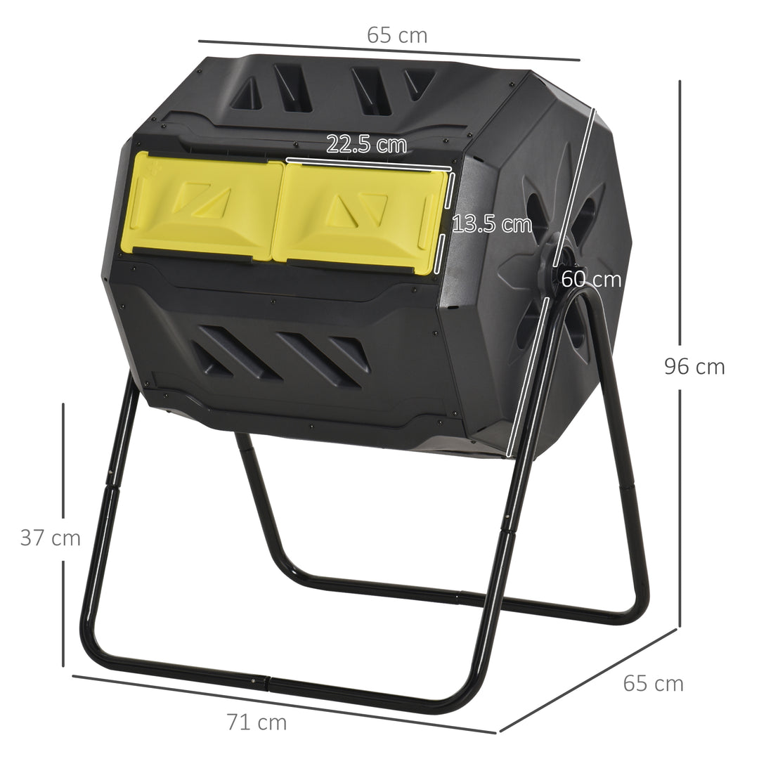 MCL 160L 360° Rotating Dual Chamber Composter - Yellow