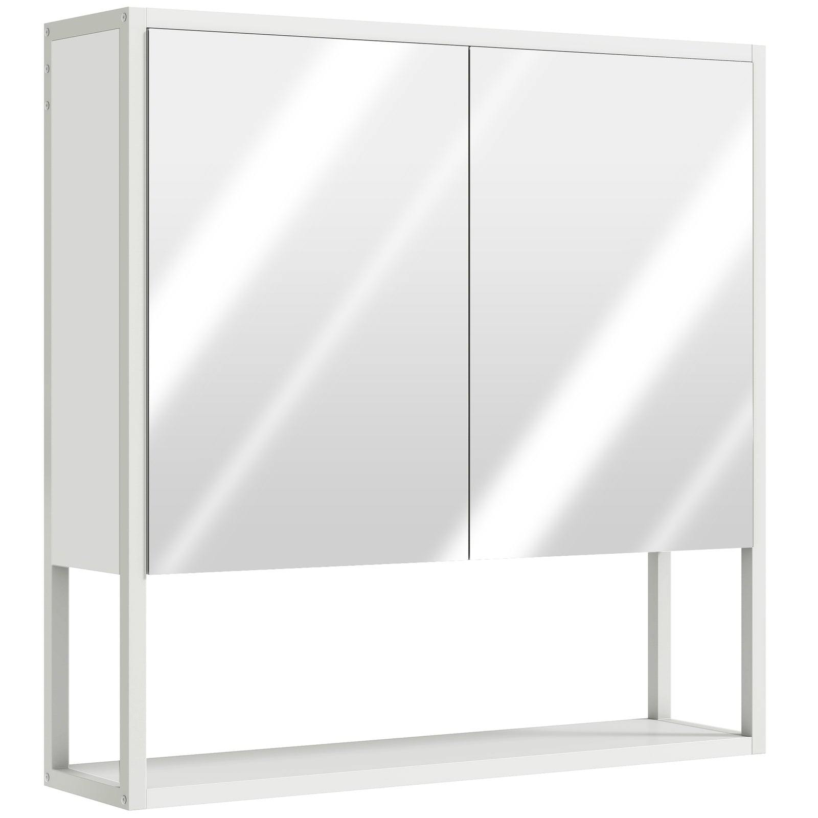 Bathroom Mirror Cabinet with Soft-Close Doors and Adjustable Shelf - White