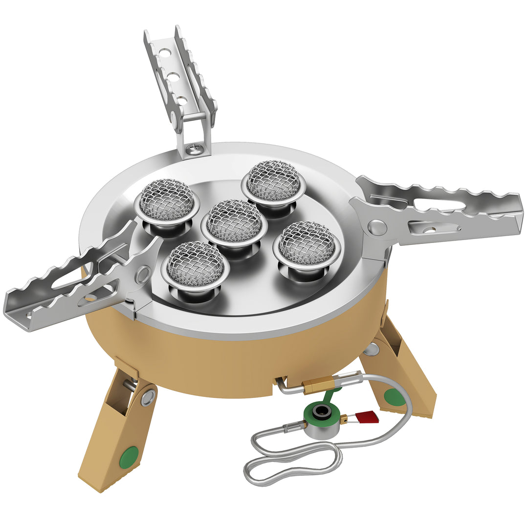 7000W Camping Stove with Piezo Ignition, High Power Gas Stove with 50k