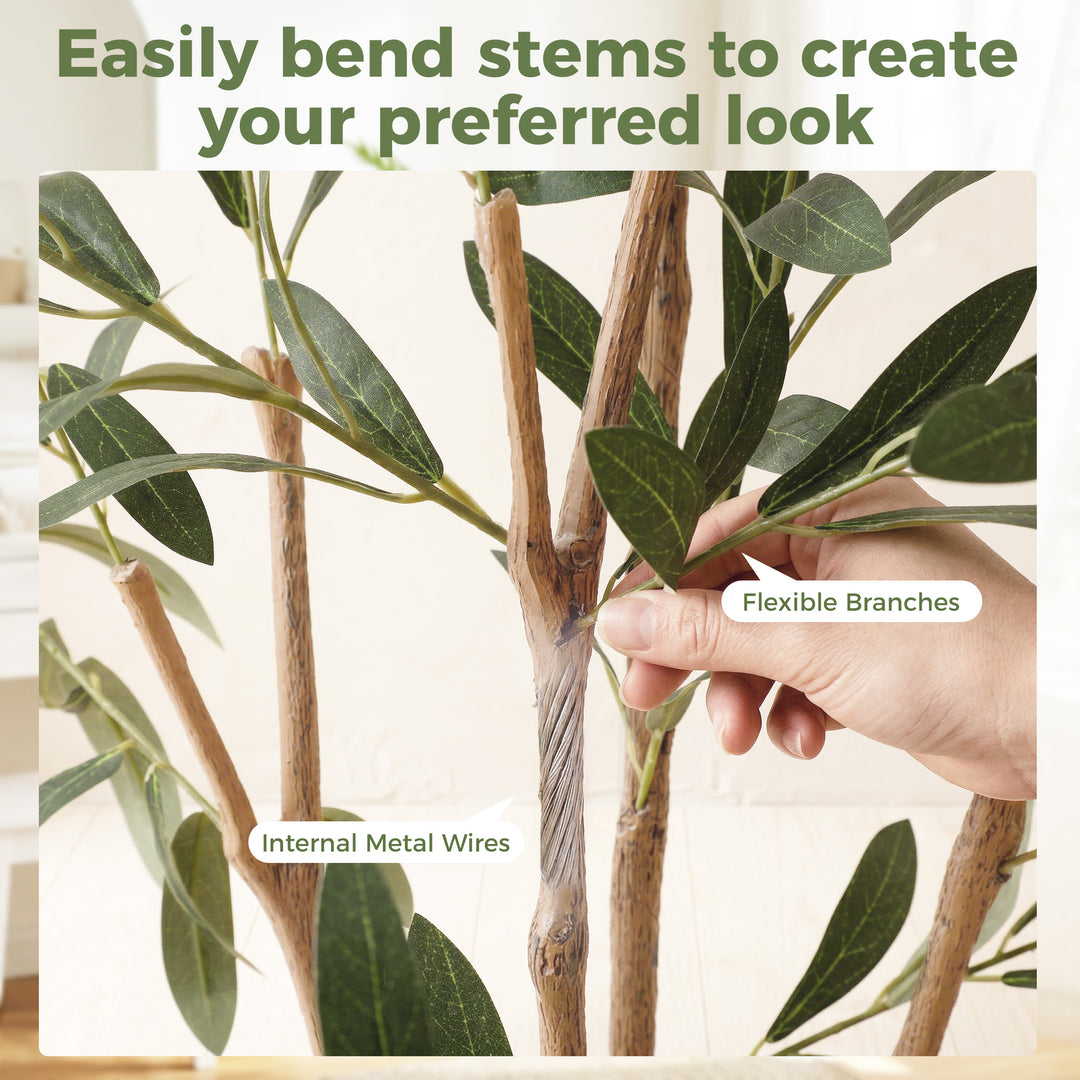 Decorative Artificial Plant, 148 cm Silk Olive Tree with 553 Leaves in