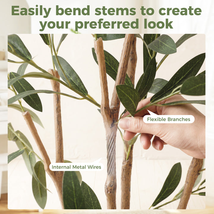 Decorative Artificial Plant, 148 cm Silk Olive Tree with 553 Leaves in