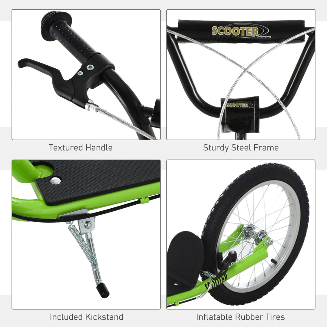 Kick Scooters for Kids with Adjustable Height, Anti-Slip Deck, Dual Brakes, Rubber Tyres, for Boys and Girls Aged 5+ Years Old - Green